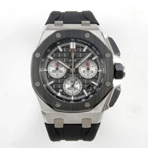 Audemars Piguet Royal Oak Offshore 43mm 26420 Ceramic Bezel SS DDF Black Dial On Black Rubber Strap DD4401