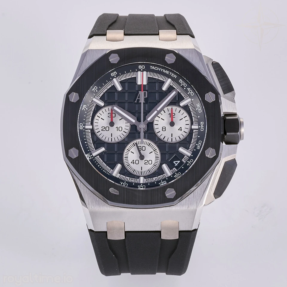 Audemars Piguet Royal Oak Offshore 43mm 26420so SS DDF Black/White Dial on Black Rubber Strap DD4401