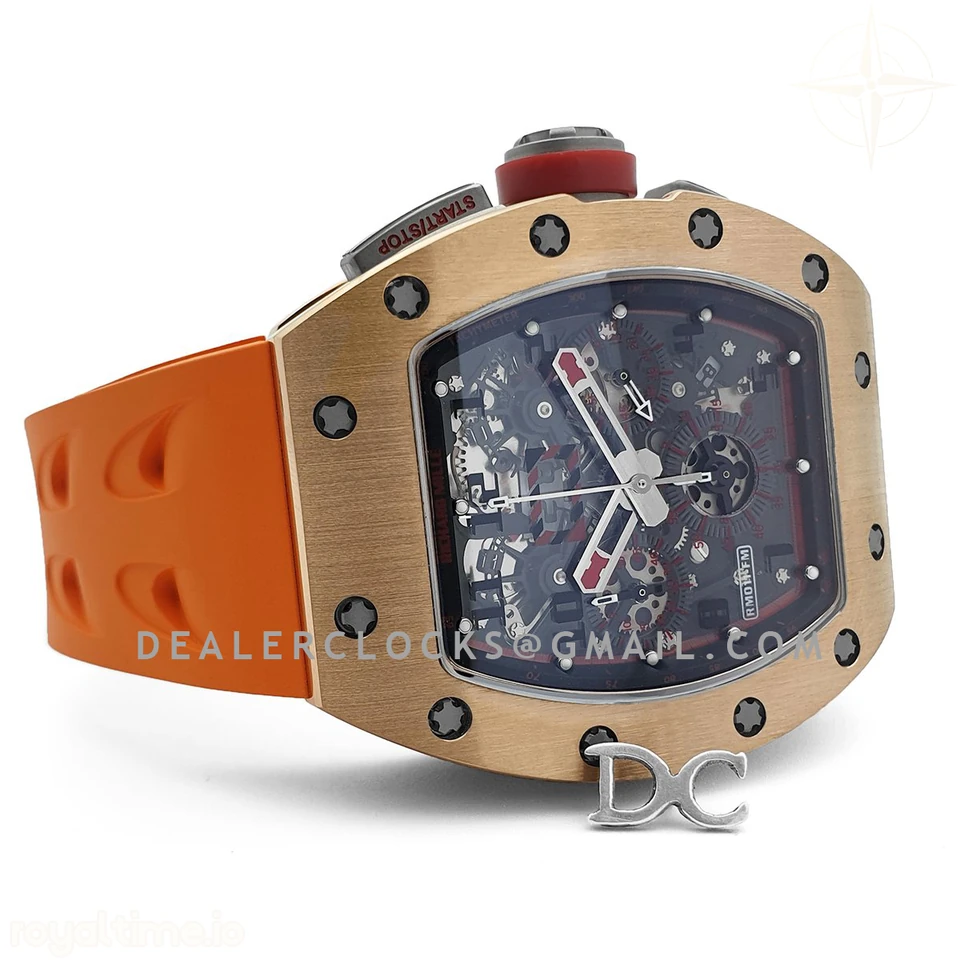 Richard Mille RM 011 Automatic Flyback Chronograph in Rose Gold / Titanium on Orange Rubber