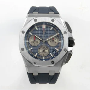 Audemars Piguet Royal Oak Offshore 43mm 26420ti Titanium DDF Blue Dial on Blue Rubber Strap DD4401