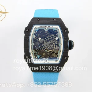 Richard Mille AVF RM67-02 Black NTPT Black Skeleton Dial on Baby Blue Elastic strap CRMA7 V2