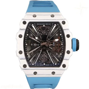 Richard Mille RM 012-01 Tourbillon White NTPT Carbon on Blue Rubber Strap
