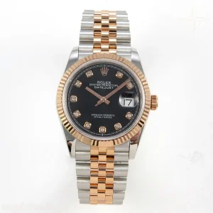 Rolex DateJust 36 126231 QF Black Diamonds Dial on Jubilee Bracelet QF3235