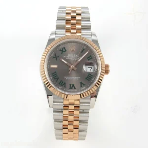Rolex DateJust 36 126231 QF Gray Dial Green Roman on Jubilee Bracelet QF3235