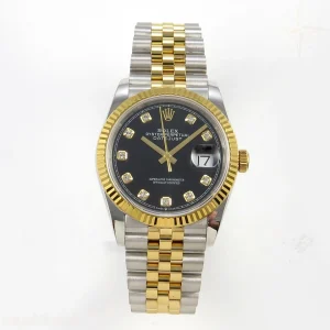 Rolex DateJust 36 126233 QF Black DIamonds Dial on Jubilee Bracelet QF3235