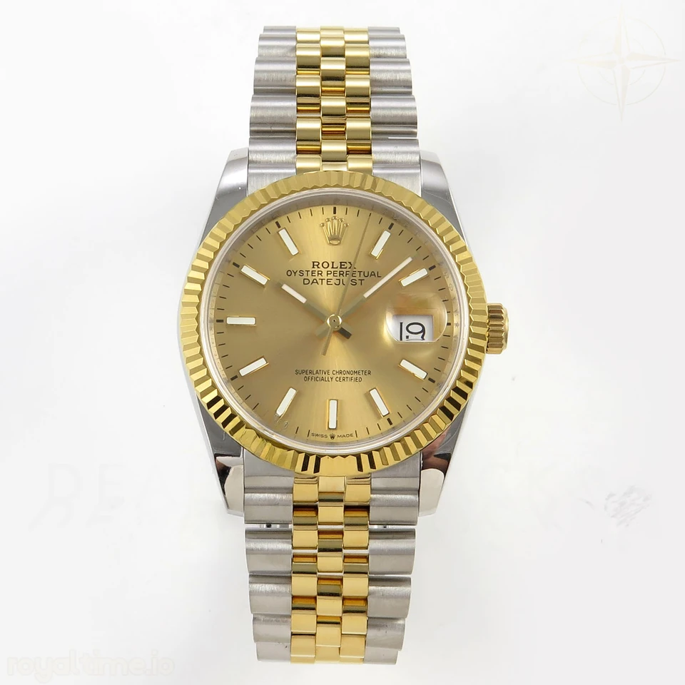 Rolex DateJust 36 126233 QF YG Stick Dial on Jubilee Bracelet QF3235