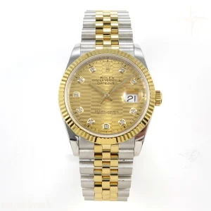 Rolex DateJust 36 126233 QF YG Textured DIamonds Dial on Jubilee Bracelet QF3235