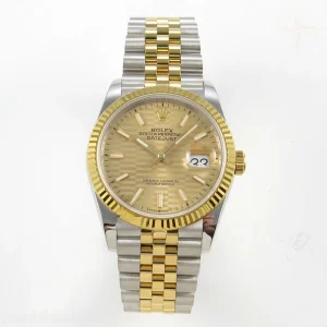 Rolex DateJust 36 126233 QF YG Textured Stick Dial on Jubilee Bracelet QF3235