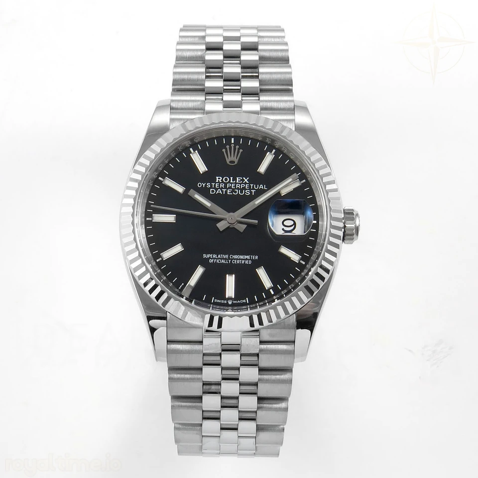 Rolex DateJust 36 126234 Clean Plus 904L Steel Black Stick Dial on Jubilee Bracelet DD3235