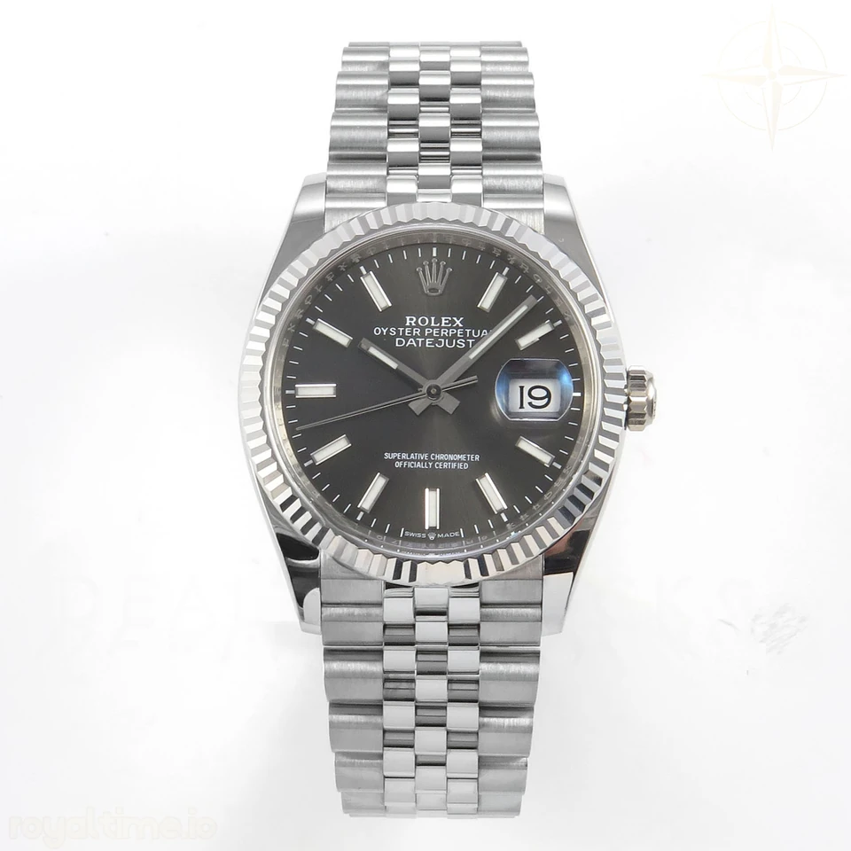 Rolex DateJust 36 126234 Clean Plus 904L Steel Gray Stick Dial on Jubilee Bracelet DD3235