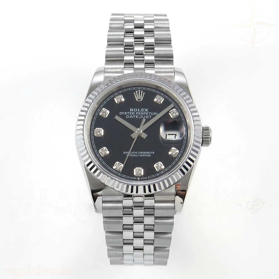 Rolex DateJust 36 126234 QF Black Diamonds Dial on Jubilee Bracelet QF3235