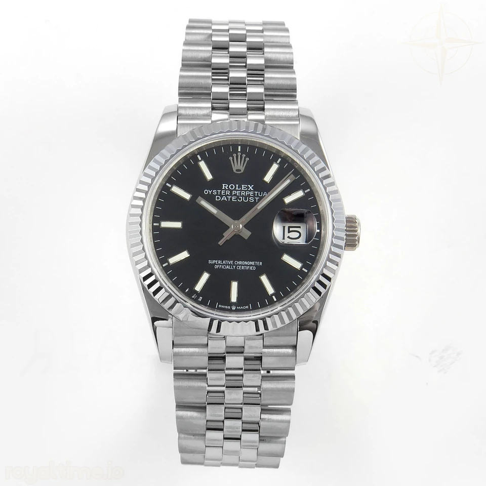 Rolex DateJust 36 126234 QF Black Stick Dial on Jubilee Bracelet QF3235
