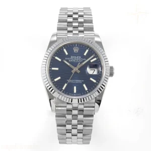 Rolex DateJust 36 126234 QF Blue Textured Stick Dial on Jubilee Bracelet QF3235