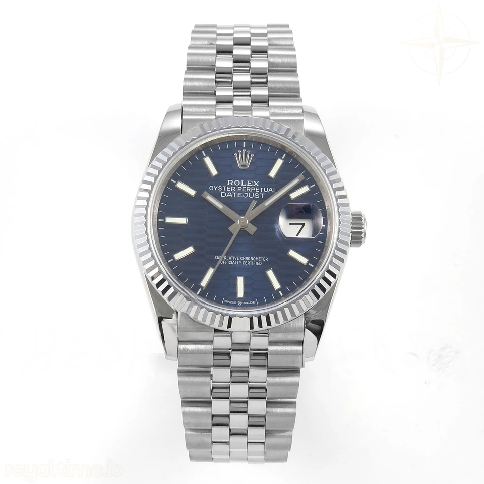 Rolex DateJust 36 126234 QF Blue Textured Stick Dial on Jubilee Bracelet QF3235