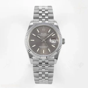 Rolex DateJust 36 126234 QF Gray Stick Dial on Jubilee Bracelet QF3235