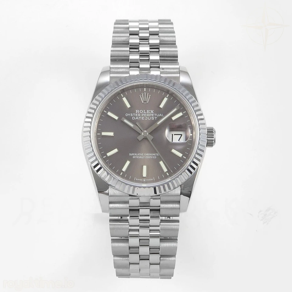 Rolex DateJust 36 126234 QF Gray Stick Dial on Jubilee Bracelet QF3235
