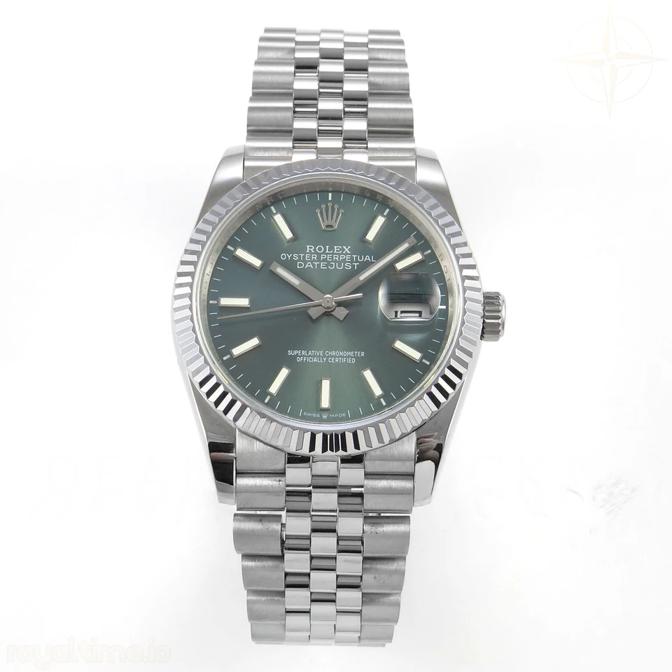 Rolex DateJust 36 126234 QF Green Stick Dial on Jubilee Bracelet QF3235