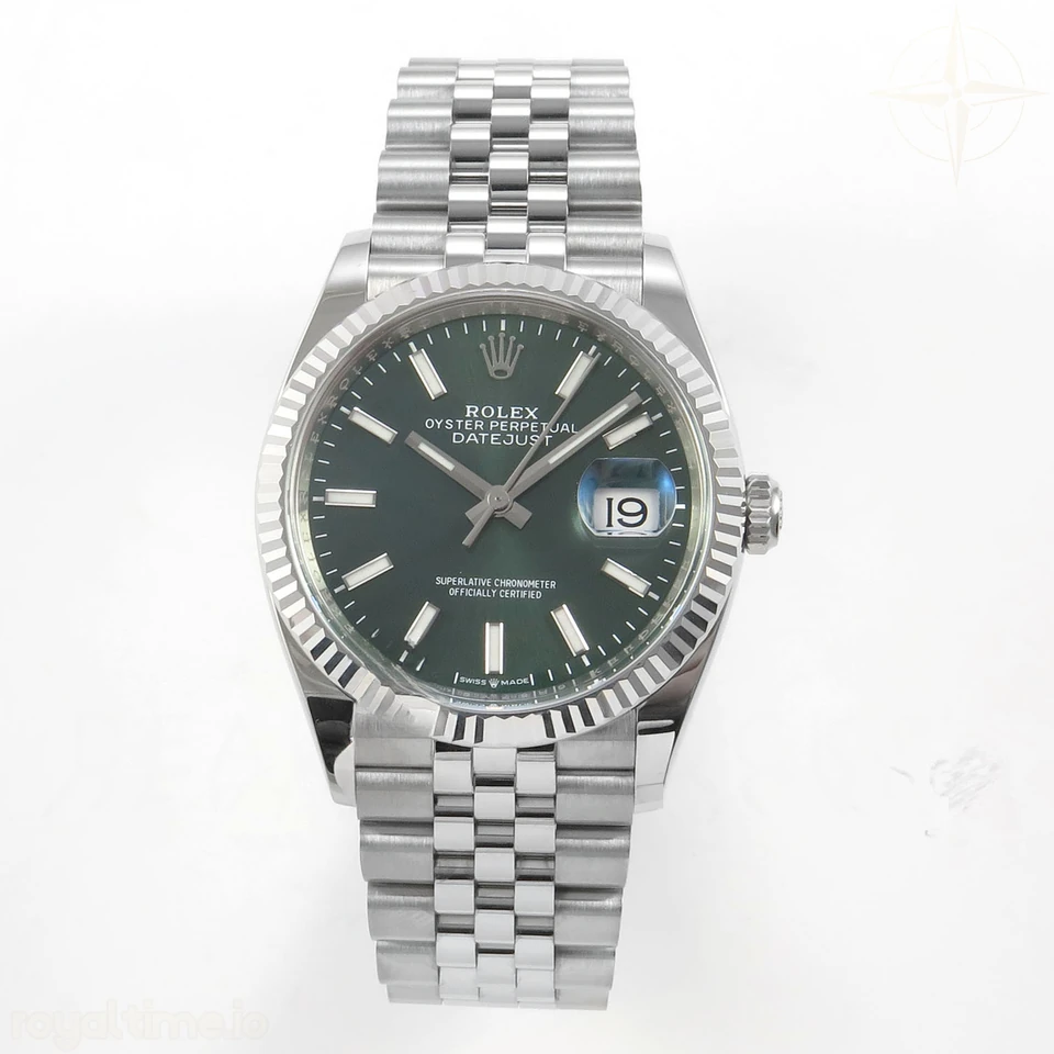 Rolex DateJust 36 126334 904L SS Clean Plus Green Dial on Jubilee Bracelet DD3235