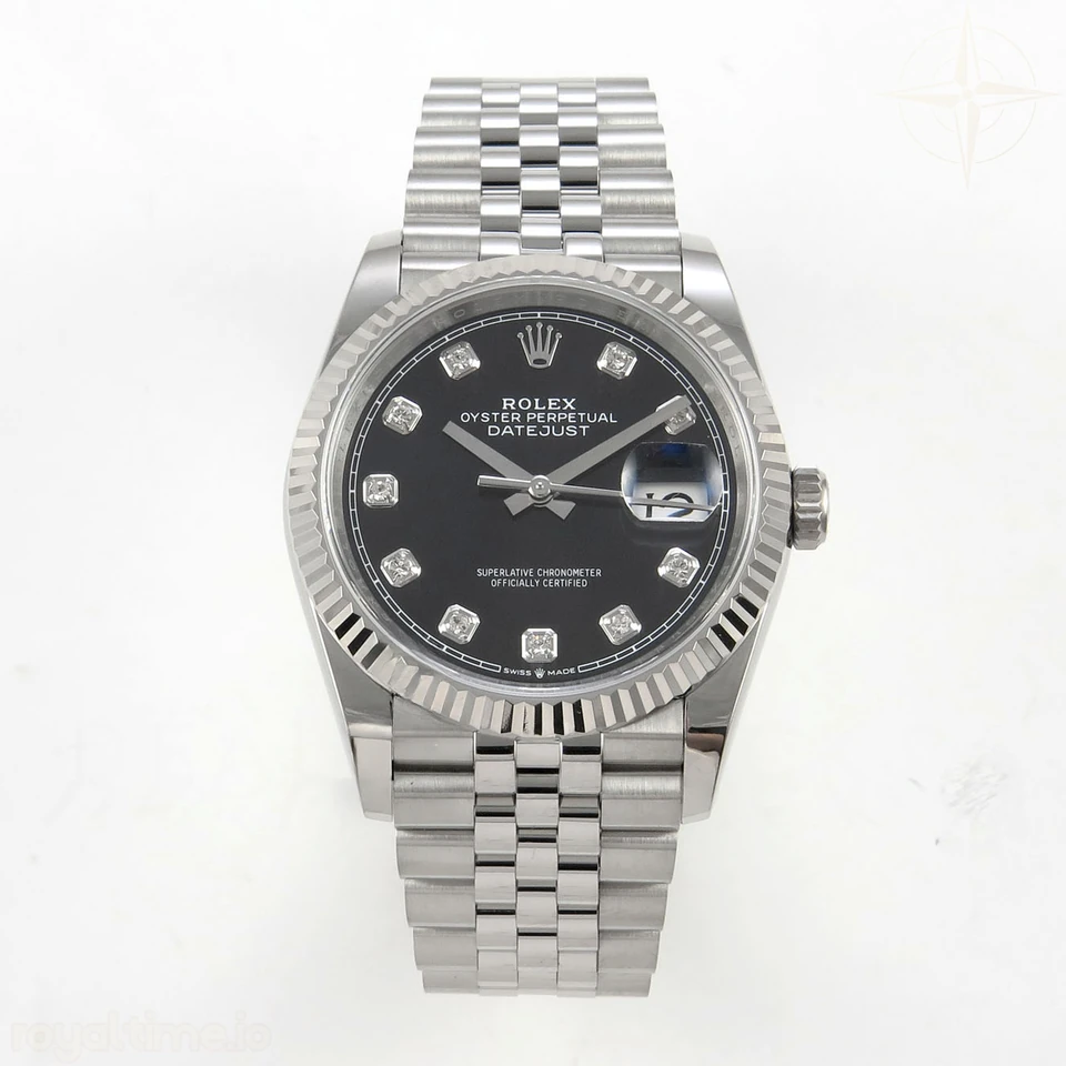 Rolex DateJust 36 SS 126234 ARF Black Diamonds Dial on Jubilee Bracelet DD3235