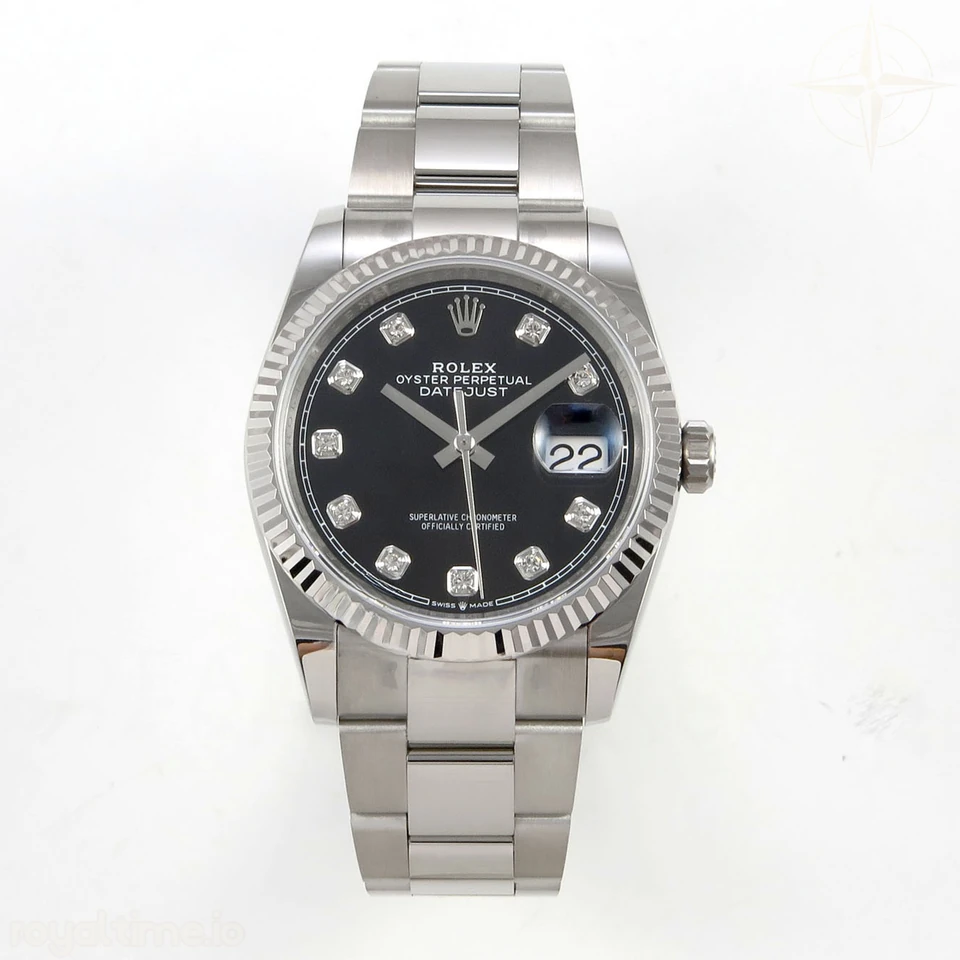 Rolex DateJust 36 SS 126234 ARF Black Diamonds Dial on Oyster Bracelet DD3235