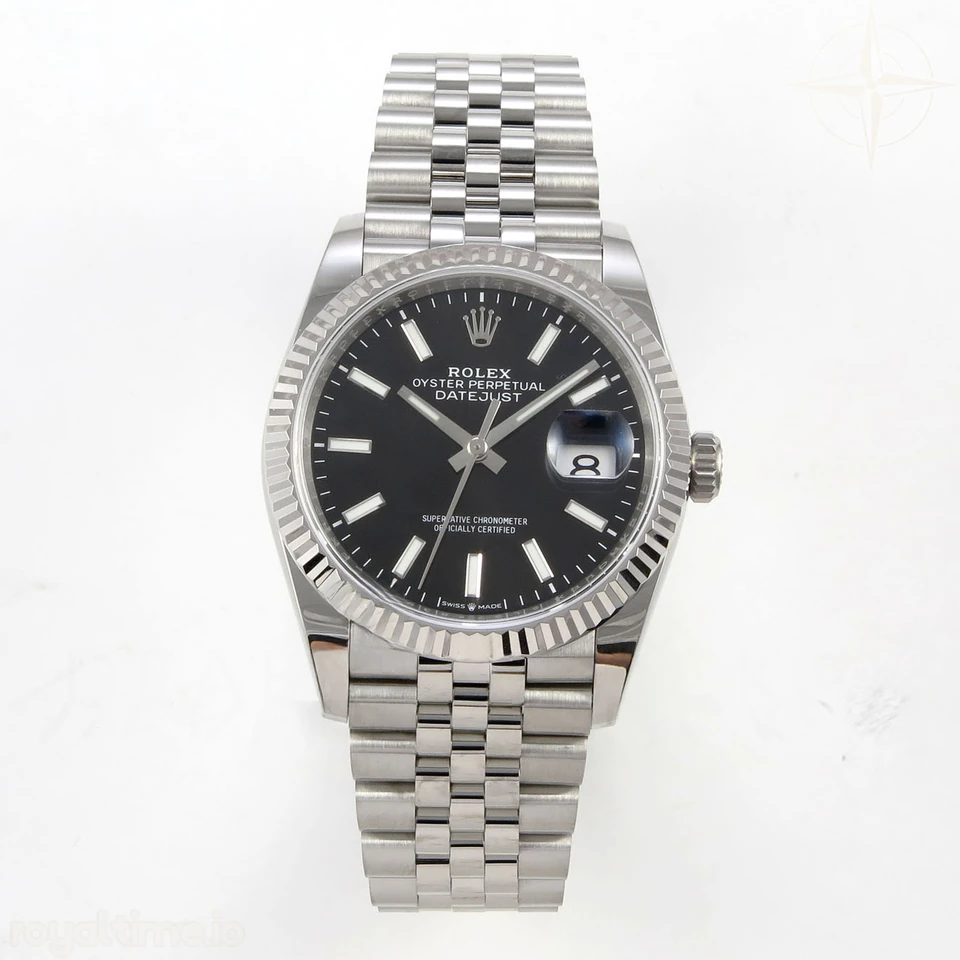 Rolex DateJust 36 SS 126234 ARF Black Stick Dial on Jubilee Bracelet DD3235