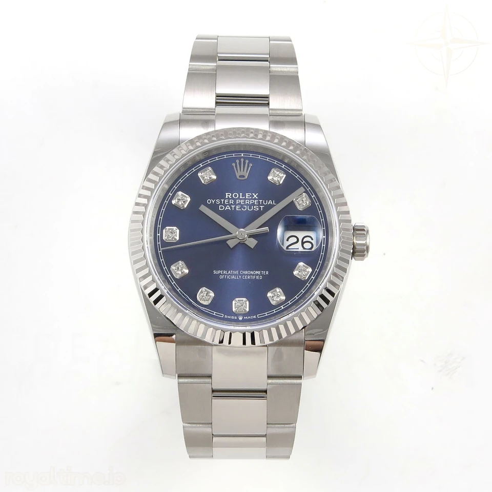 Rolex DateJust 36 SS 126234 ARF Blue Diamonds Dial on Oyster Bracelet DD3235