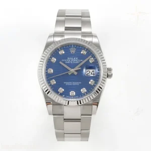Rolex DateJust 36 SS 126234 ARF Blue Textured Diamonds Dial on Oyster Bracelet DD3235