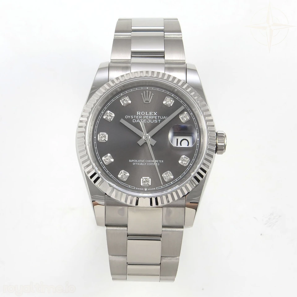 Rolex DateJust 36 SS 126234 ARF Gray Diamonds Dial on Oyster Bracelet DD3235