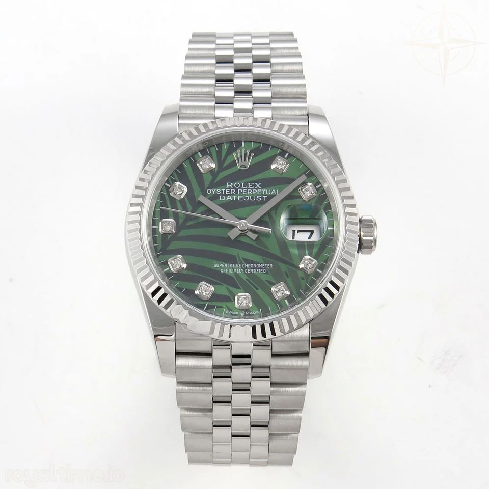 Rolex DateJust 36 SS 126234 ARF Green Leaves Diamonds Dial on Jubilee Bracelet DD3235