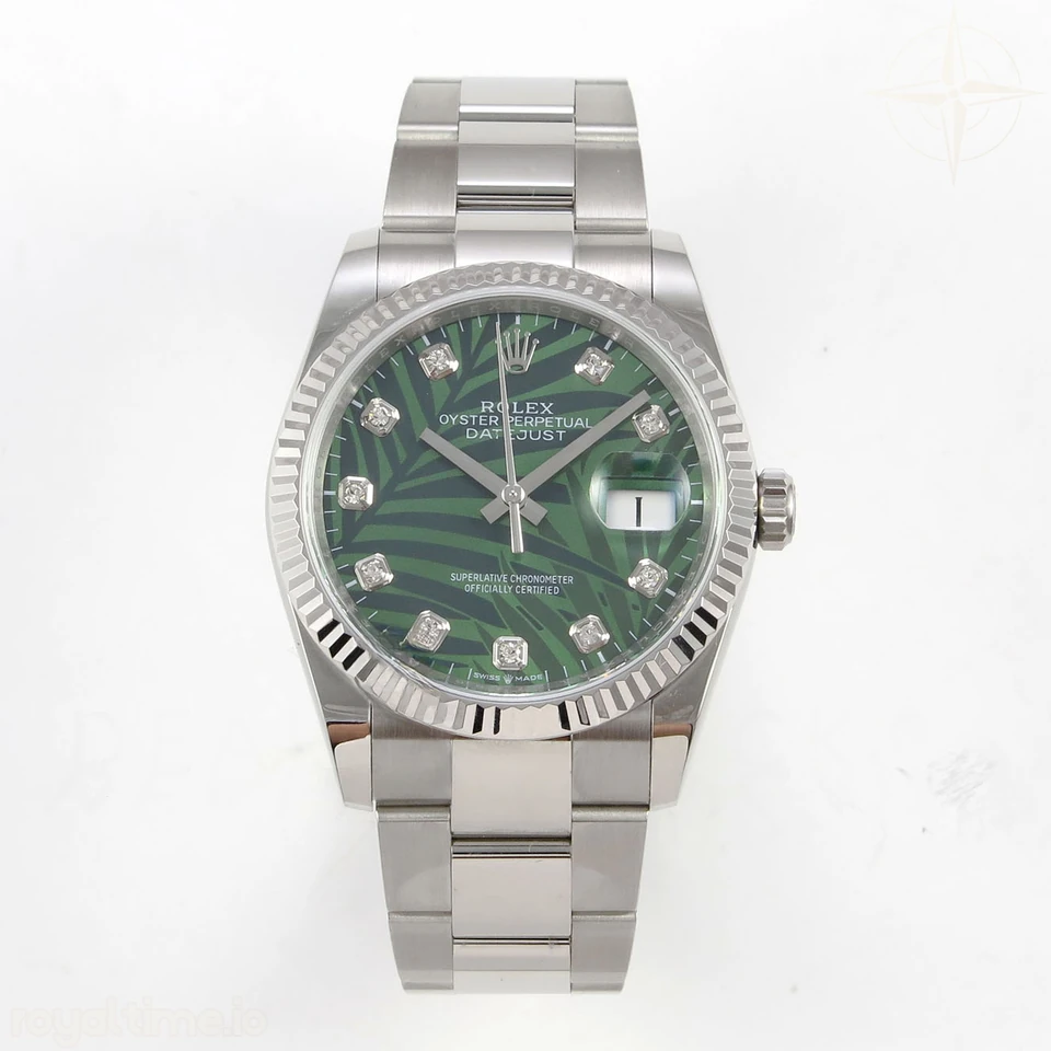 Rolex DateJust 36 SS 126234 ARF Green Leaves Diamonds Dial on Oyster Bracelet DD3235