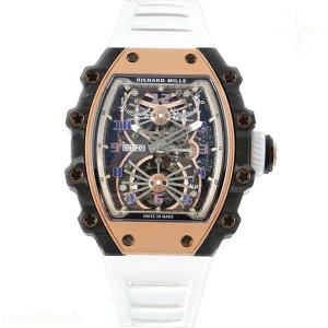 Richard Mille RM 021-01 Tourbillon Aerodyne in Rose Gold on White Rubber Strap