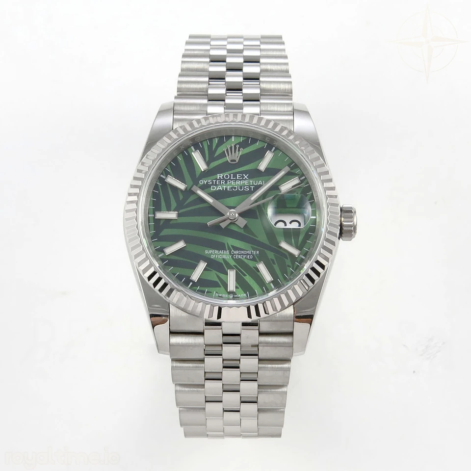 Rolex DateJust 36 SS 126234 ARF Green Leaves Stick Dial on Jubilee Bracelet DD3235