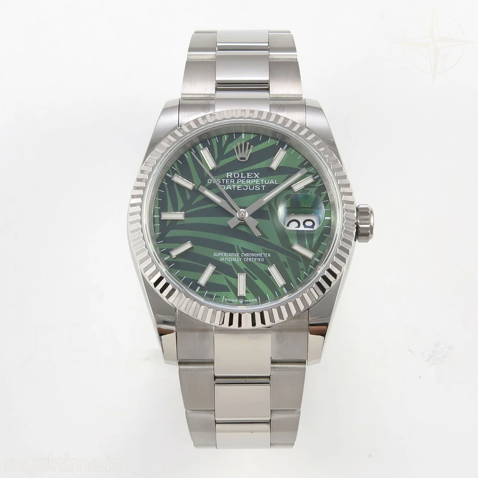 Rolex DateJust 36 SS 126234 ARF Green Leaves Stick Dial on Oyster Bracelet DD3235
