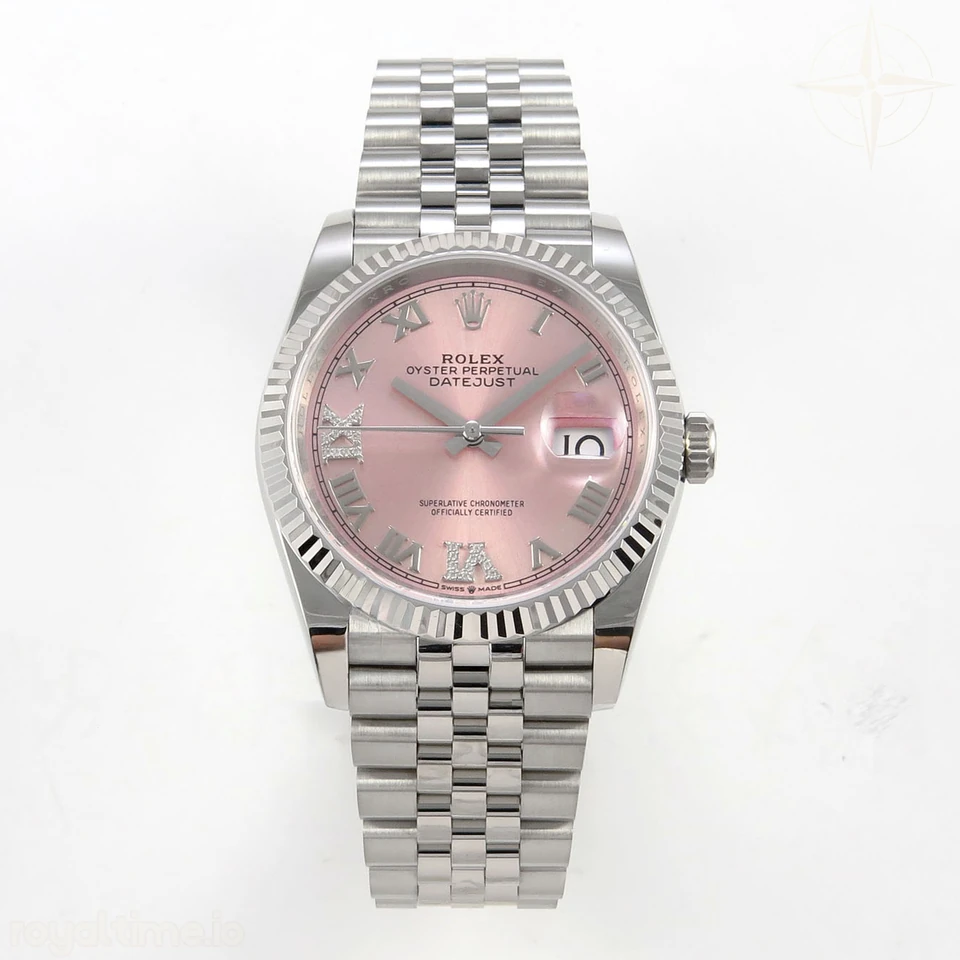 Rolex DateJust 36 SS 126234 ARF Pink Diamond Roman Dial on Jubilee Bracelet DD3235