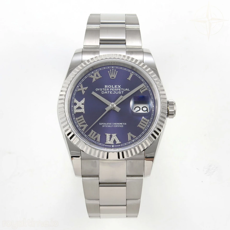 Rolex DateJust 36 SS 126234 ARF Purple Diamond Roman Dial on Oyster Bracelet DD3235