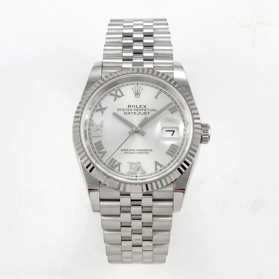 Rolex DateJust 36 SS 126234 ARF Silver Diamond Roman Dial on Jubilee Bracelet DD3235