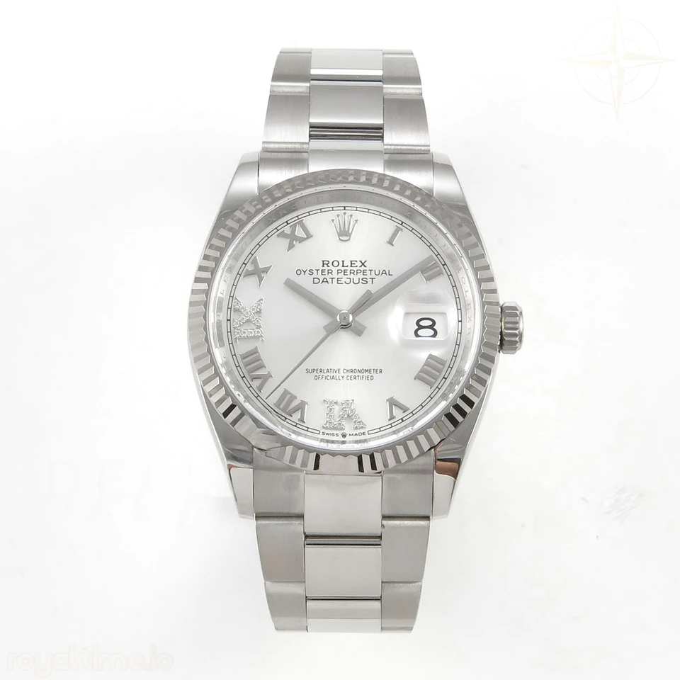 Rolex DateJust 36 SS 126234 ARF Silver Diamond Roman Dial on Oyster Bracelet DD3235