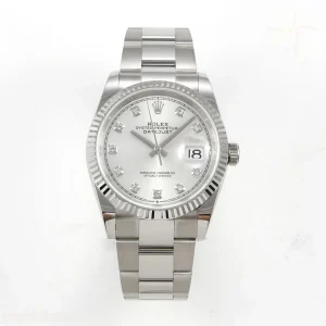Rolex DateJust 36 SS 126234 ARF Silver Diamonds Dial on Oyster Bracelet DD3235