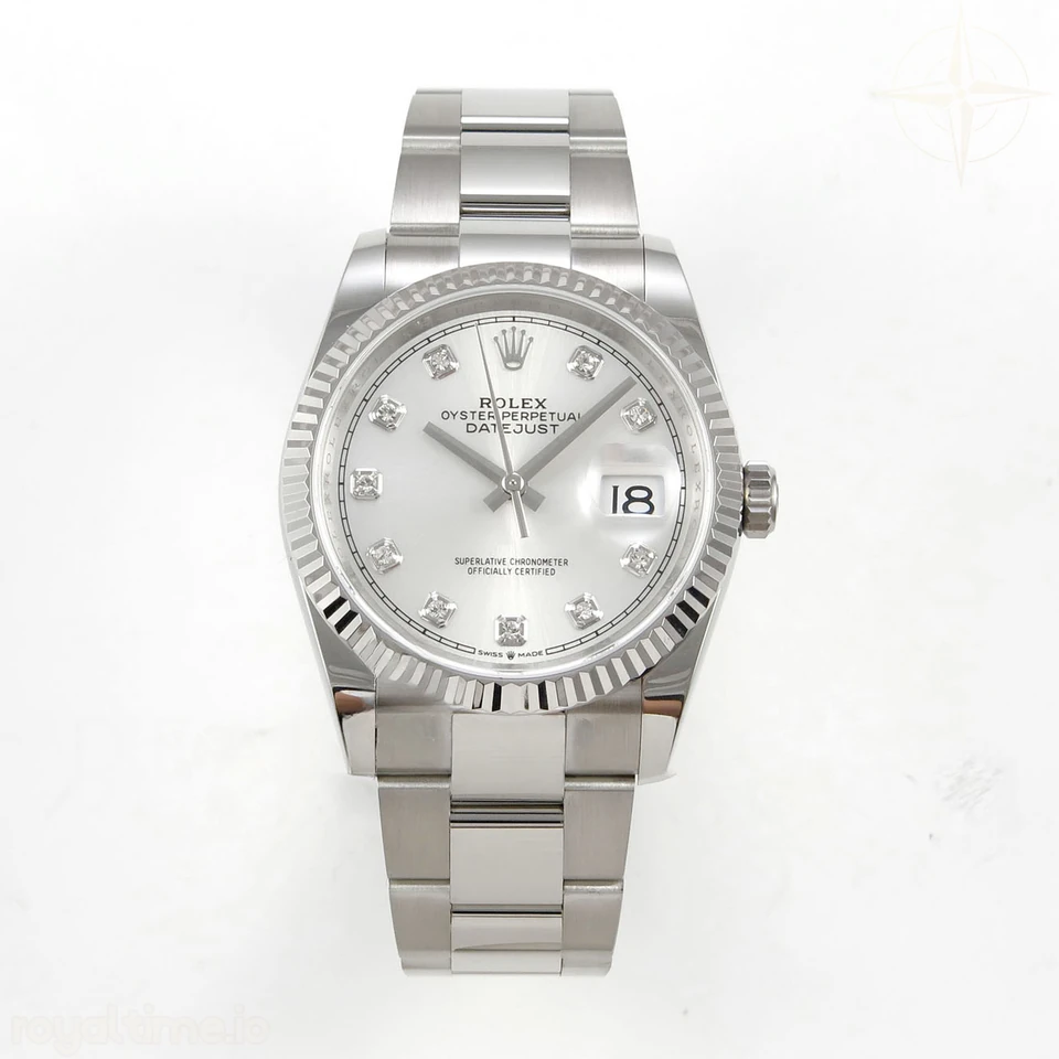 Rolex DateJust 36 SS 126234 ARF Silver Diamonds Dial on Oyster Bracelet DD3235