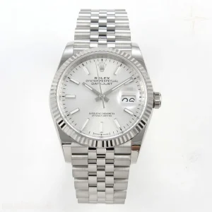 Rolex DateJust 36 SS 126234 ARF Silver Stick Dial on Jubilee Bracelet DD3235