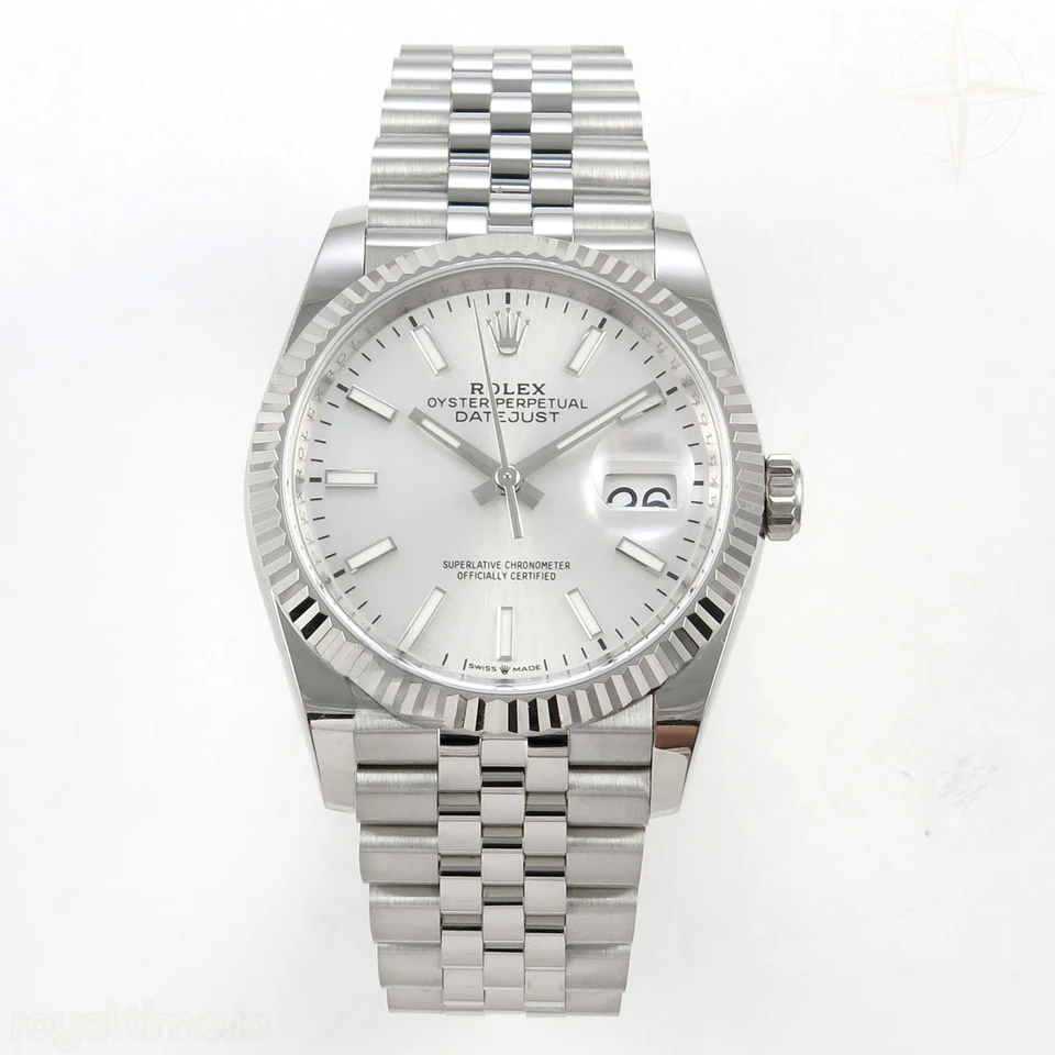 Rolex DateJust 36 SS 126234 ARF Silver Stick Dial on Jubilee Bracelet DD3235
