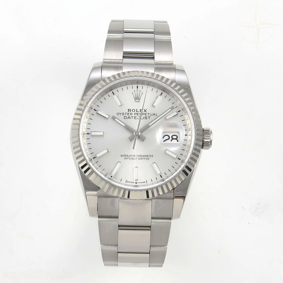 Rolex DateJust 36 SS 126234 ARF Silver Stick Dial on Oyster Bracelet DD3235