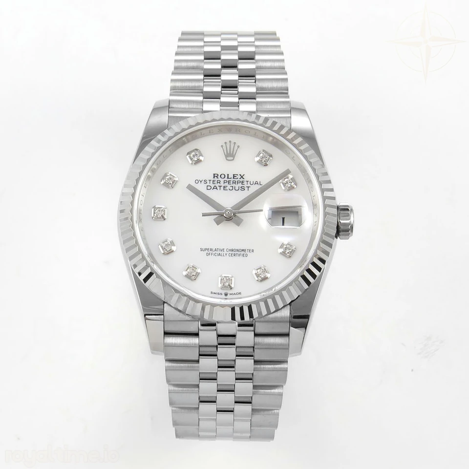 Rolex DateJust 36 SS 126234 ARF White MOP Diamonds Dial on Jubilee Bracelet DD3235