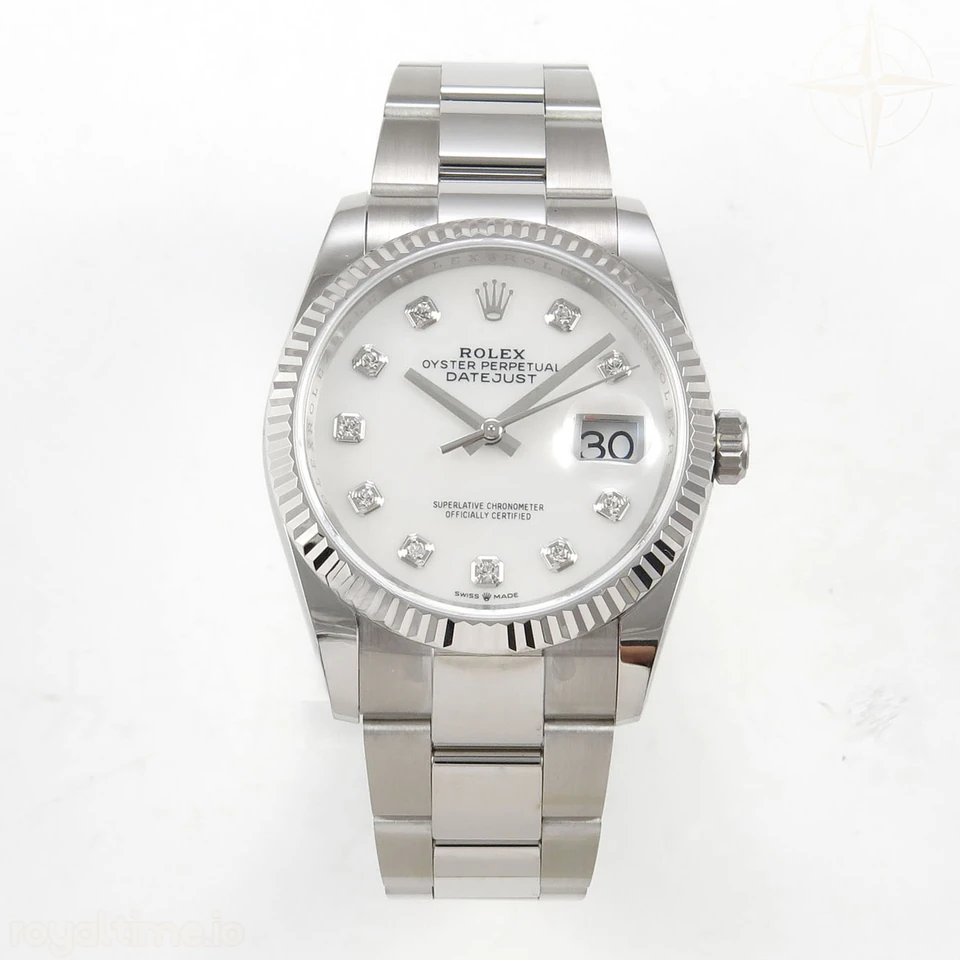 Rolex DateJust 36 SS 126234 ARF White MOP Diamonds Dial on Oyster Bracelet DD3235