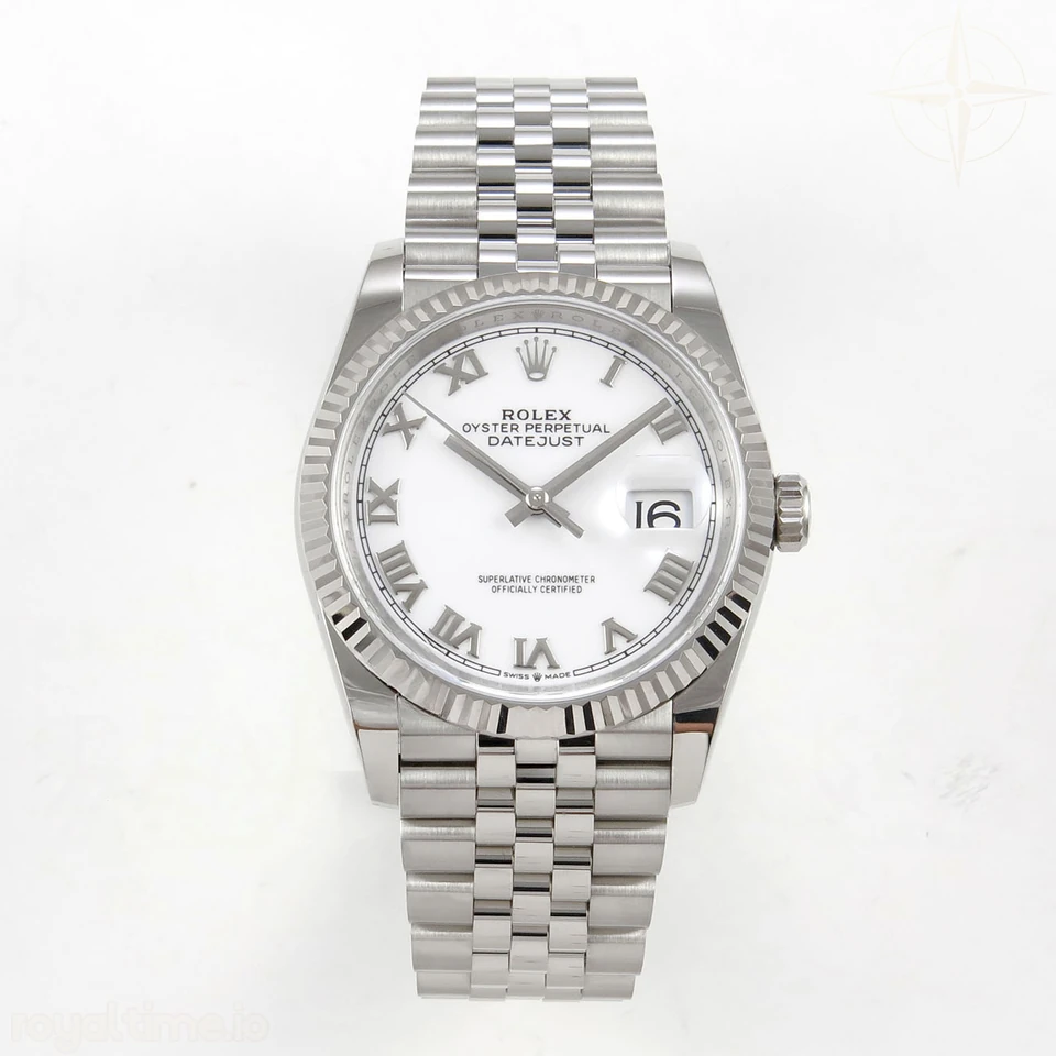 Rolex DateJust 36 SS 126234 ARF White Roman Dial on Jubilee Bracelet DD3235
