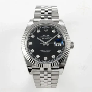 Rolex DateJust 41 126334 904L SS SCF Black Diamonds Dial on Jubilee Bracelet VR3235