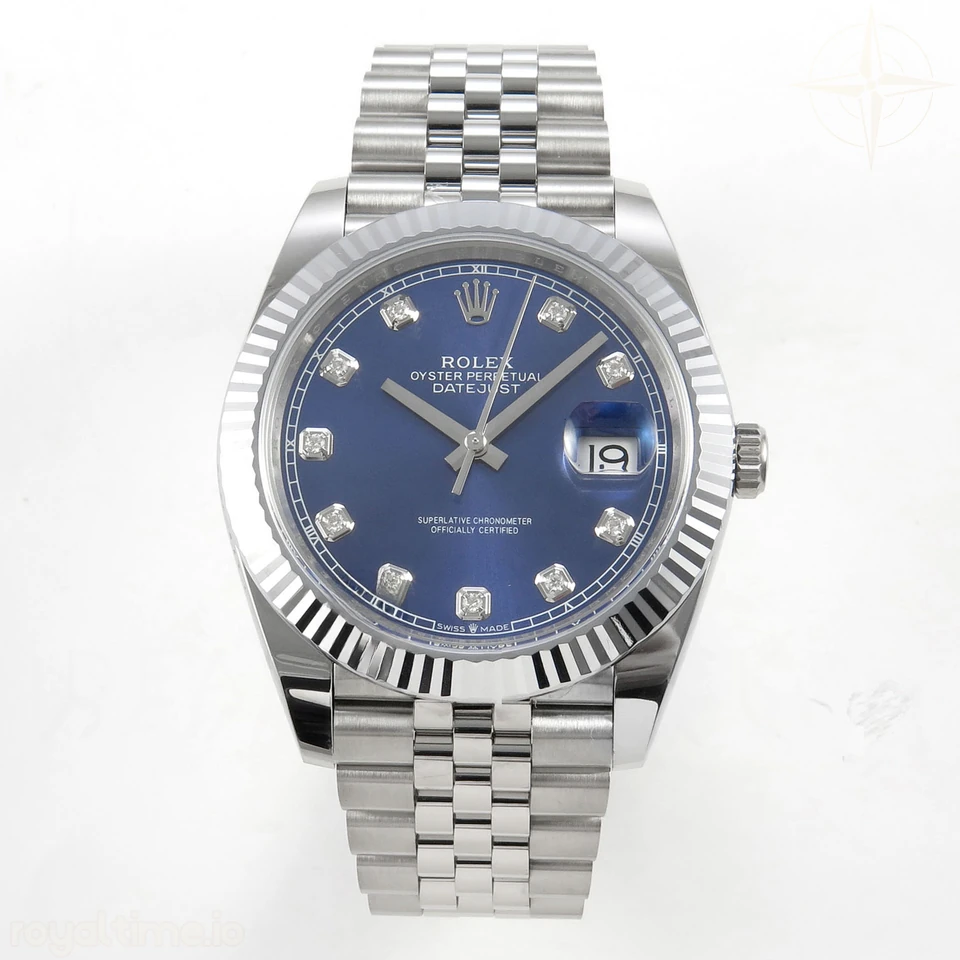 Rolex DateJust 41 126334 904L SS SCF Blue Diamonds Dial on Jubilee Bracelet VR3235