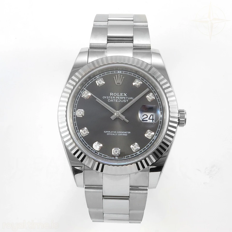 Rolex DateJust 41 126334 904L SS SCF Gray Diamonds Dial on Oyster Bracelet VR3235