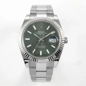 Rolex DateJust 41 126334 904L SS SCF Green Dial on Oyster Bracelet VR3235