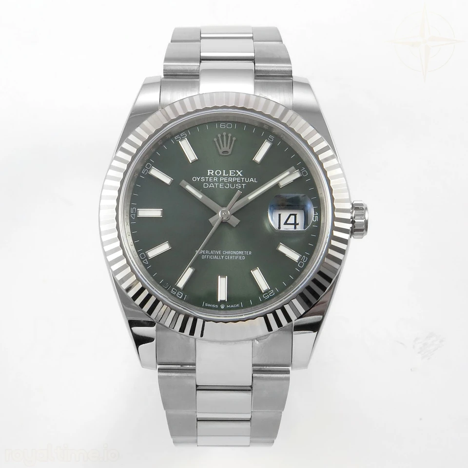 Rolex DateJust 41 126334 904L SS SCF Green Dial on Oyster Bracelet VR3235